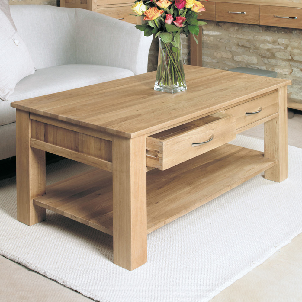 Baumhaus Mobel 4 Drawer Oak Coffee Table Image 3