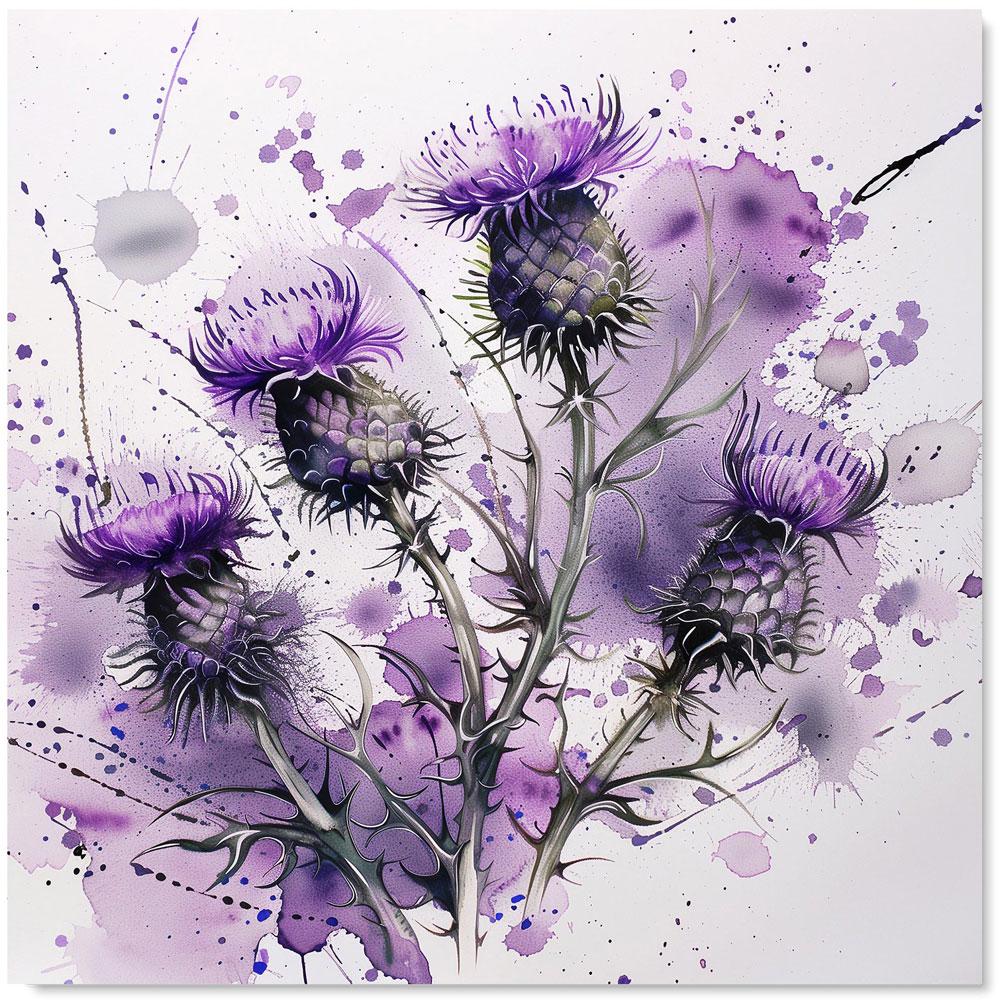 Warren Reed Designer Vibrant Scottish Thistle Art Glass Kitchen Splashback 75 x 70cm Image 2
