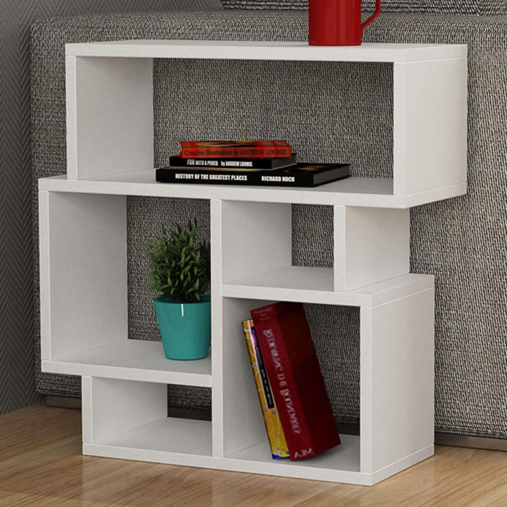 Decortie Karma 5 Shelf White Modern Side End Table Image 1