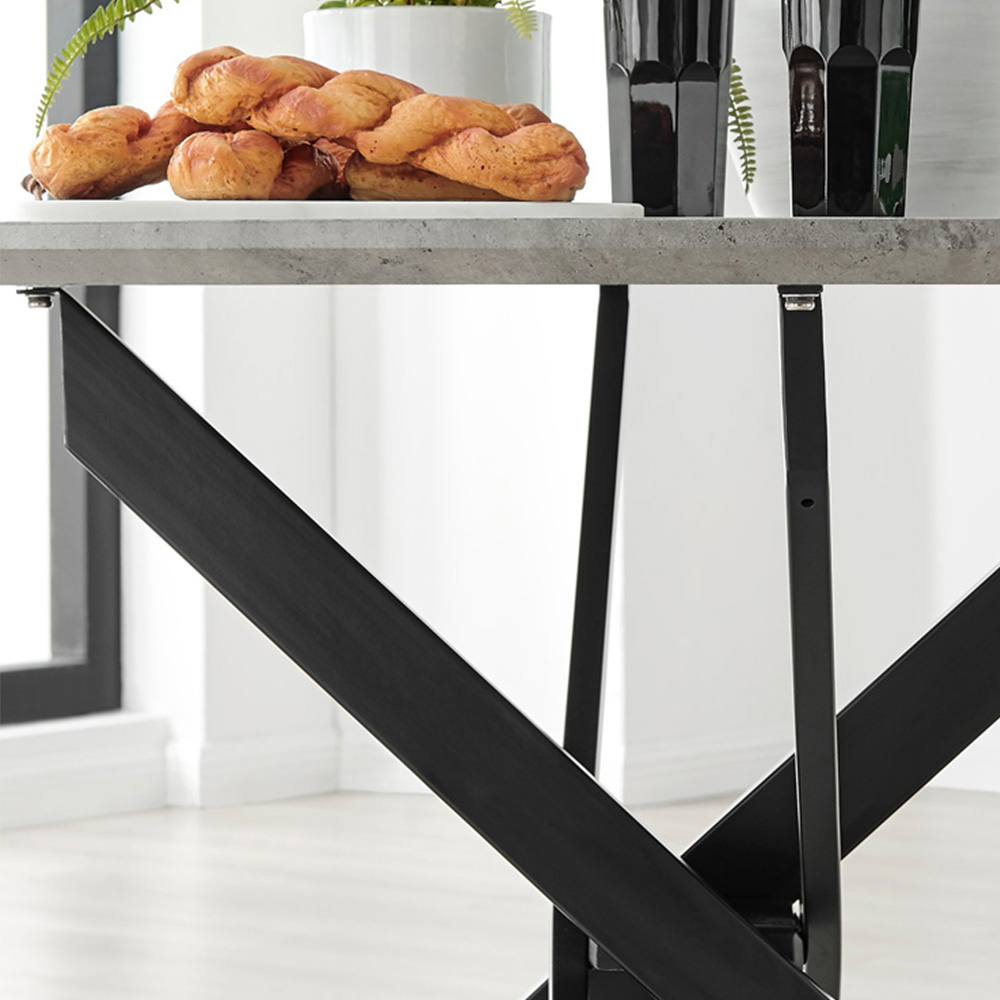 Furniturebox Arona Valera Concrete Effect 4 Seater Round Dining Set Grey and Cappuccino Image 7