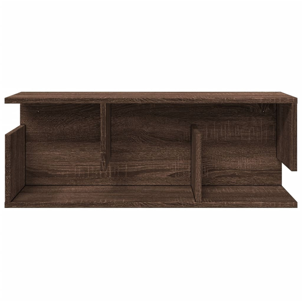 vidaXL 3 Open Shelf Brown Oak Wall Cabinet Image 3