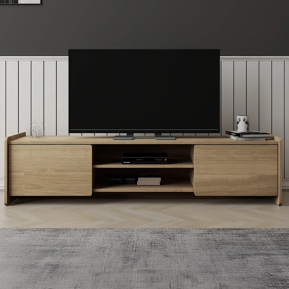Kudl ELV7 2 Door 2 Shelf Light Oak TV Unit Image 1