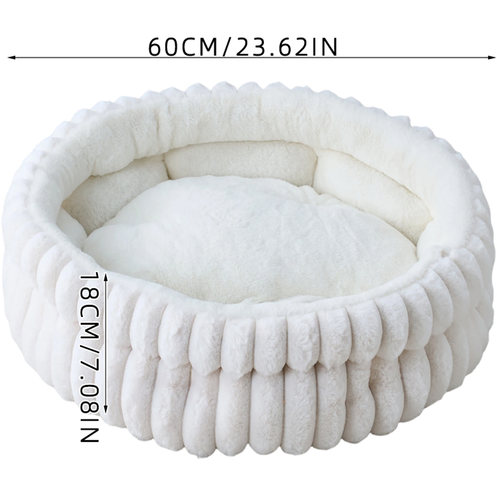 H&O Direct 60cm White Round Raised Rim Warm Pet Bed Image 6