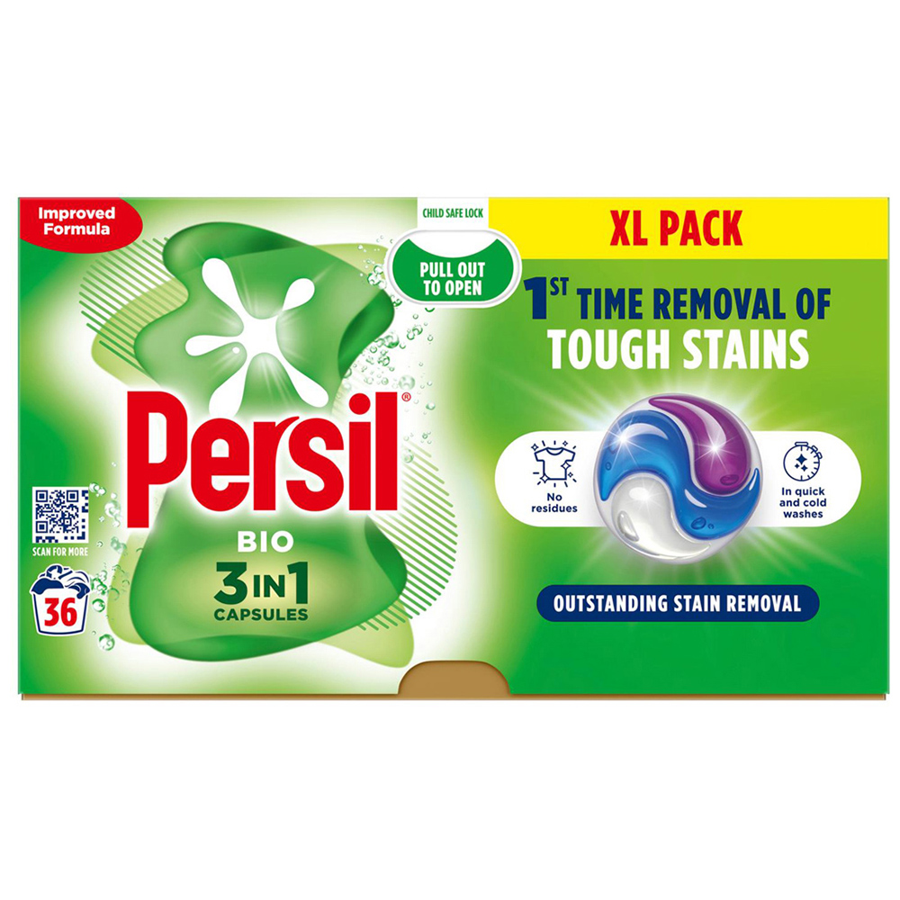 Persil Bio 3 in 1 Washing Capsules XL 36 Washes 3 Pack Image 2