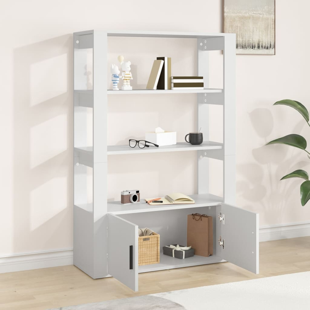 vidaXL 2 Door 3 Shelf White Sideboard Image 8