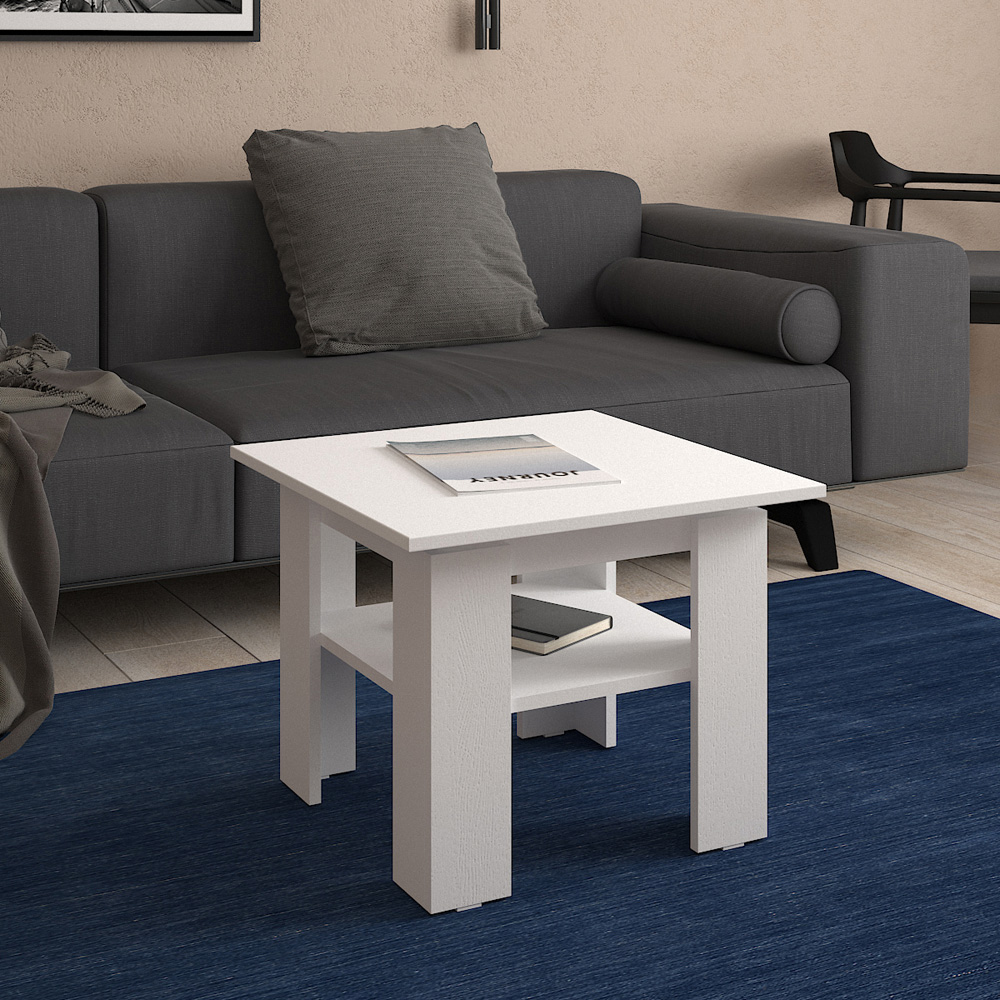 Shefa Line Element 550 Single Shelf White Coffee Table Image 3