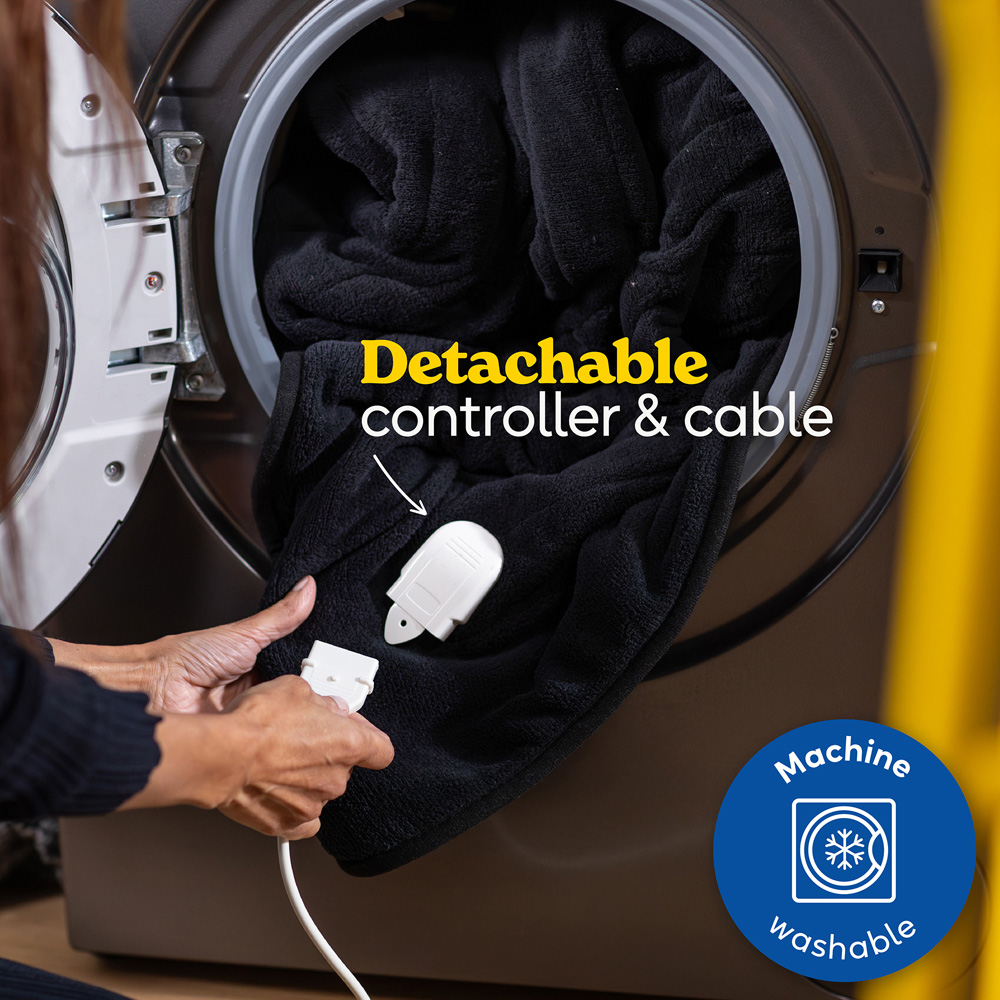 Russell Hobbs Black Microfleece Heated Throw with Controller 130 x 180cm Image 6