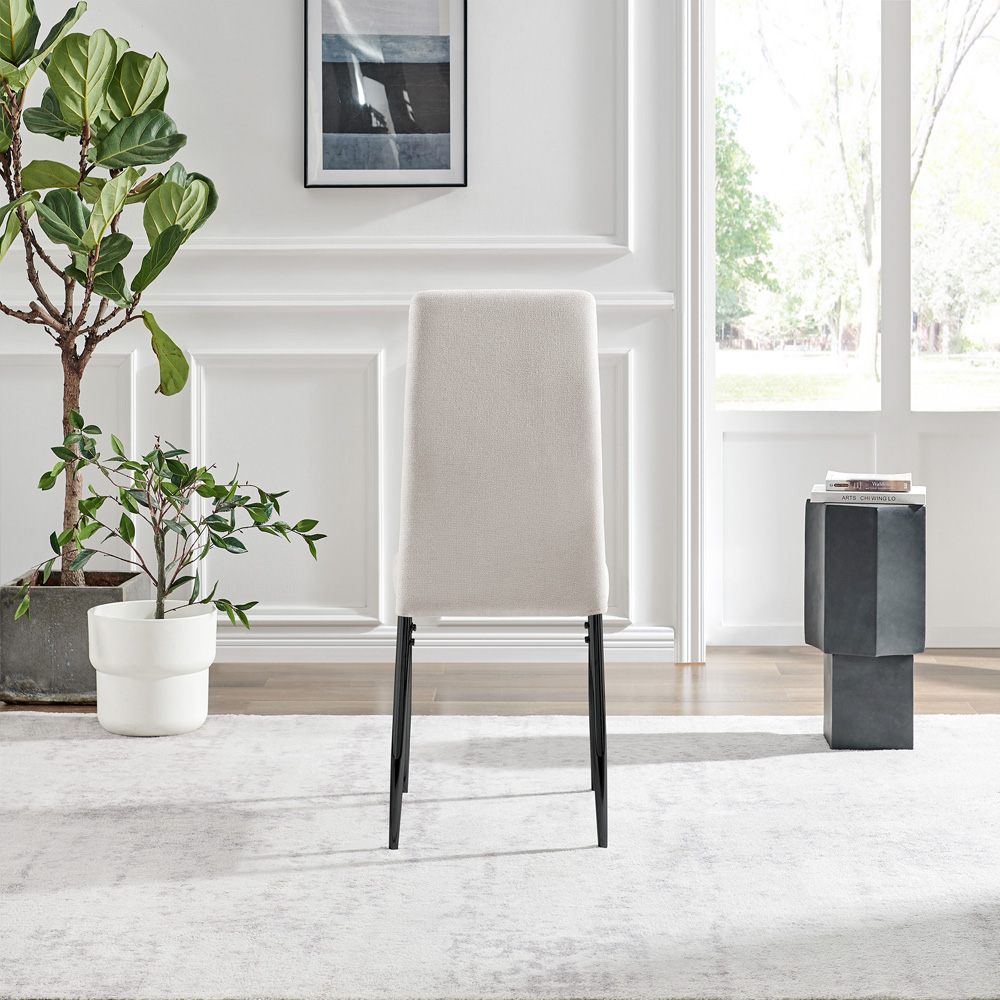 Furniturebox Valentina Set of 2 Cream and Black Textured Weave Dining Chairs Image 9