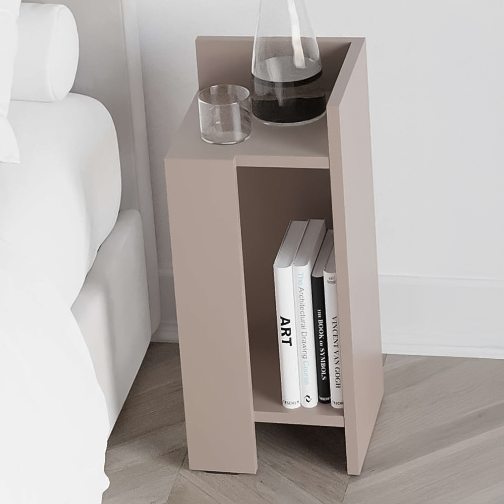 Decortie Elos 2 Shelf Mocha Grey Bedside Table 2 Piece Set Image 1
