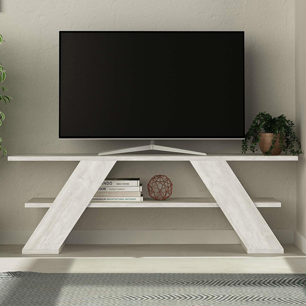Decortie Farfalla Single Shelf White Modern TV Unit Image 1