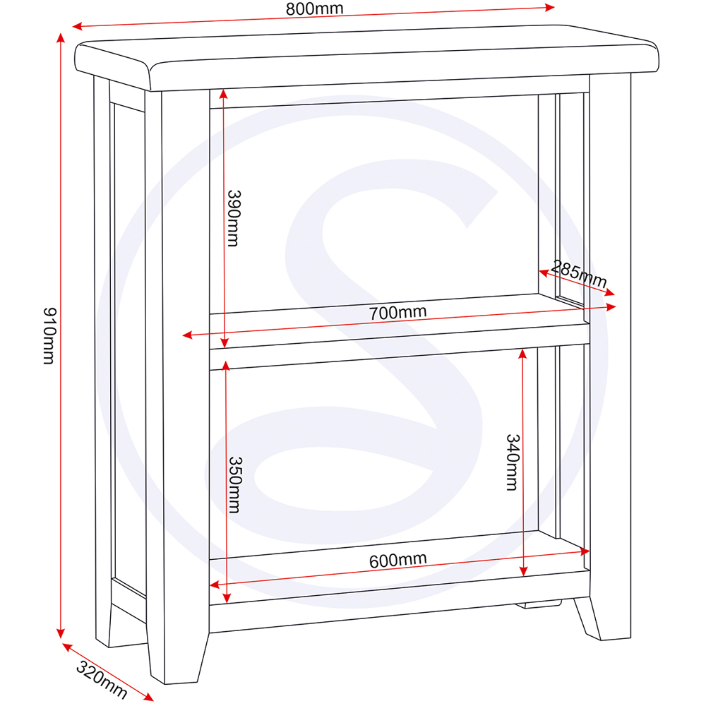 Seconique Windsor 2 Shelf Ivory and Oak Low Bookcase Image 8