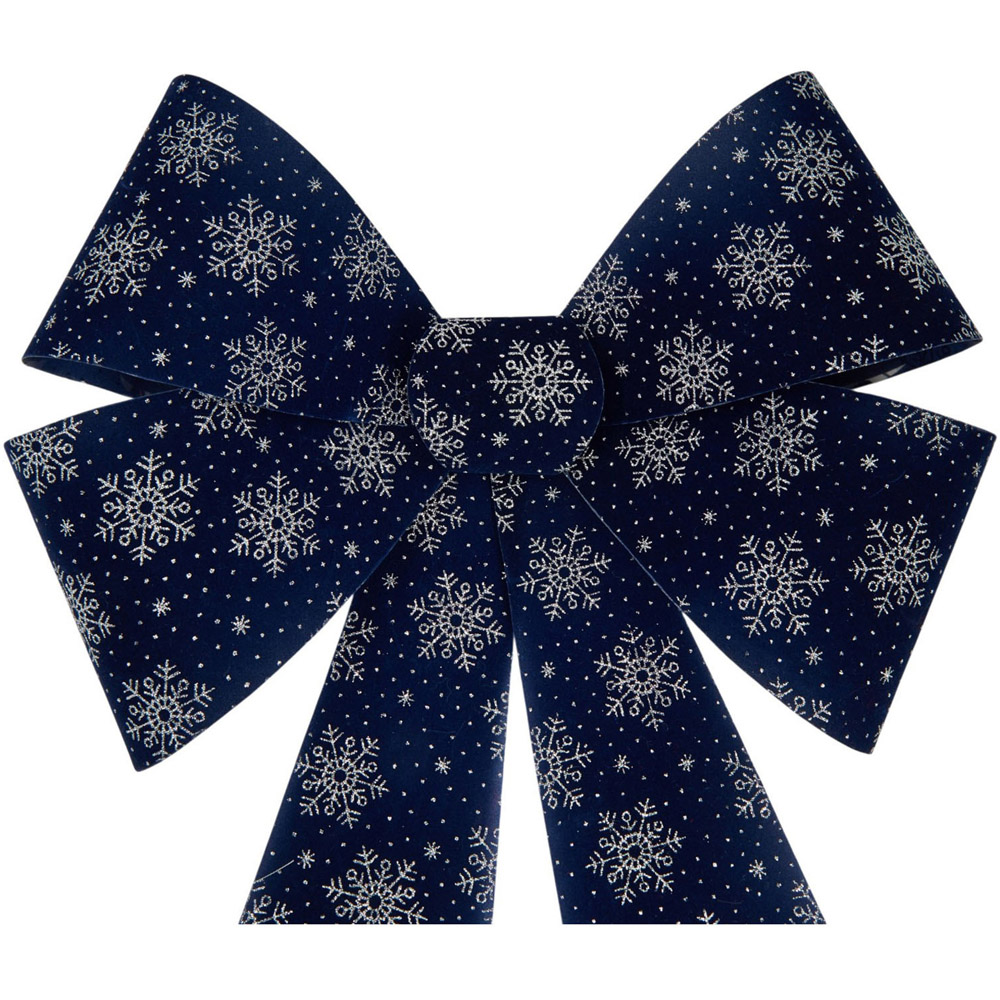 Midnight Blue and Silver Bow Decoration Image 2