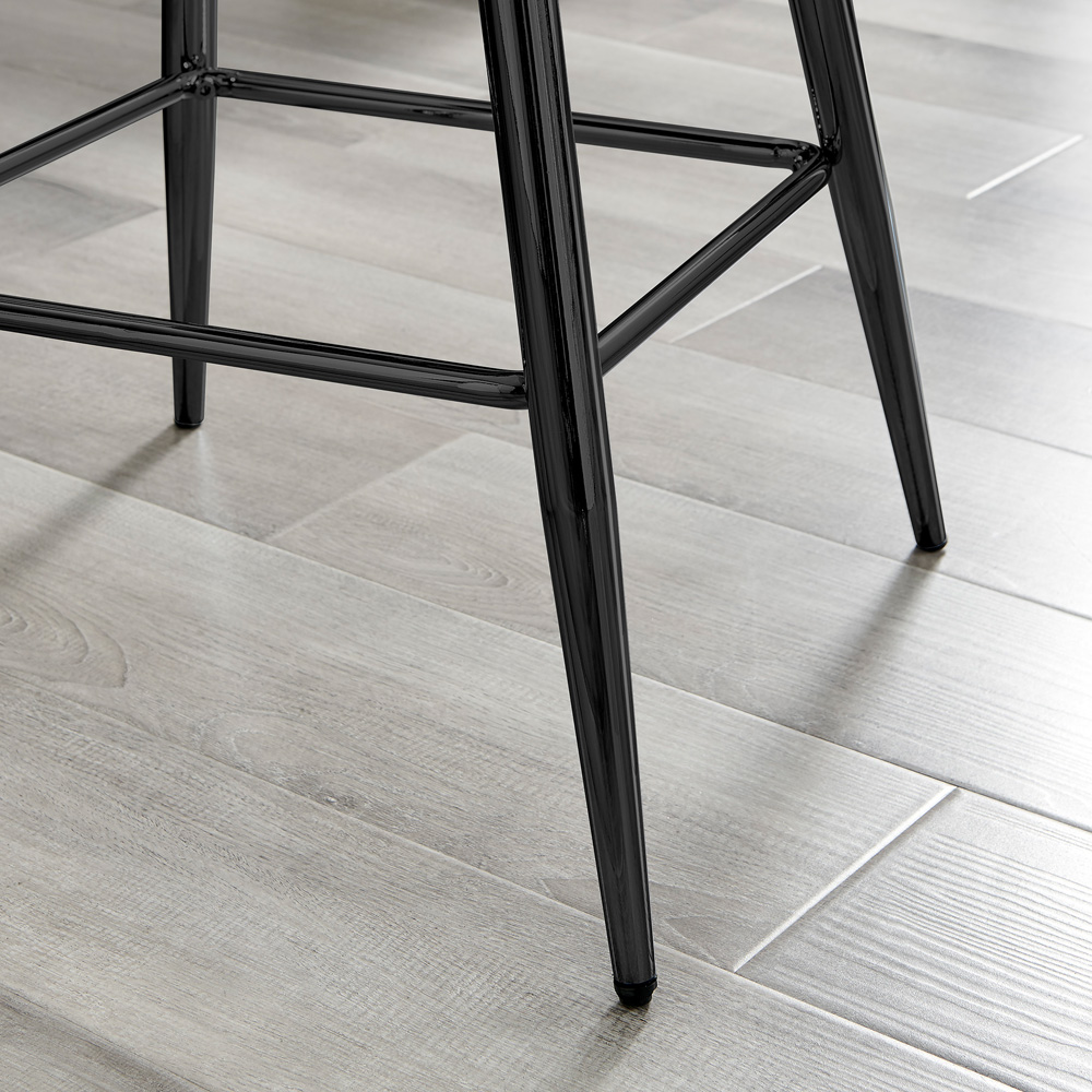 Furniturebox Solara Black Faux Leather Bar Stool Set of 2 Image 4