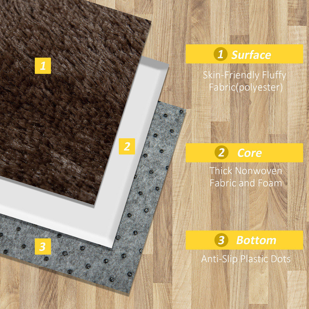 HOMCOM Brown Fluffy Area Rug Shaggy Carpet for Living Room, Bedroom, 90x150cm Image 4
