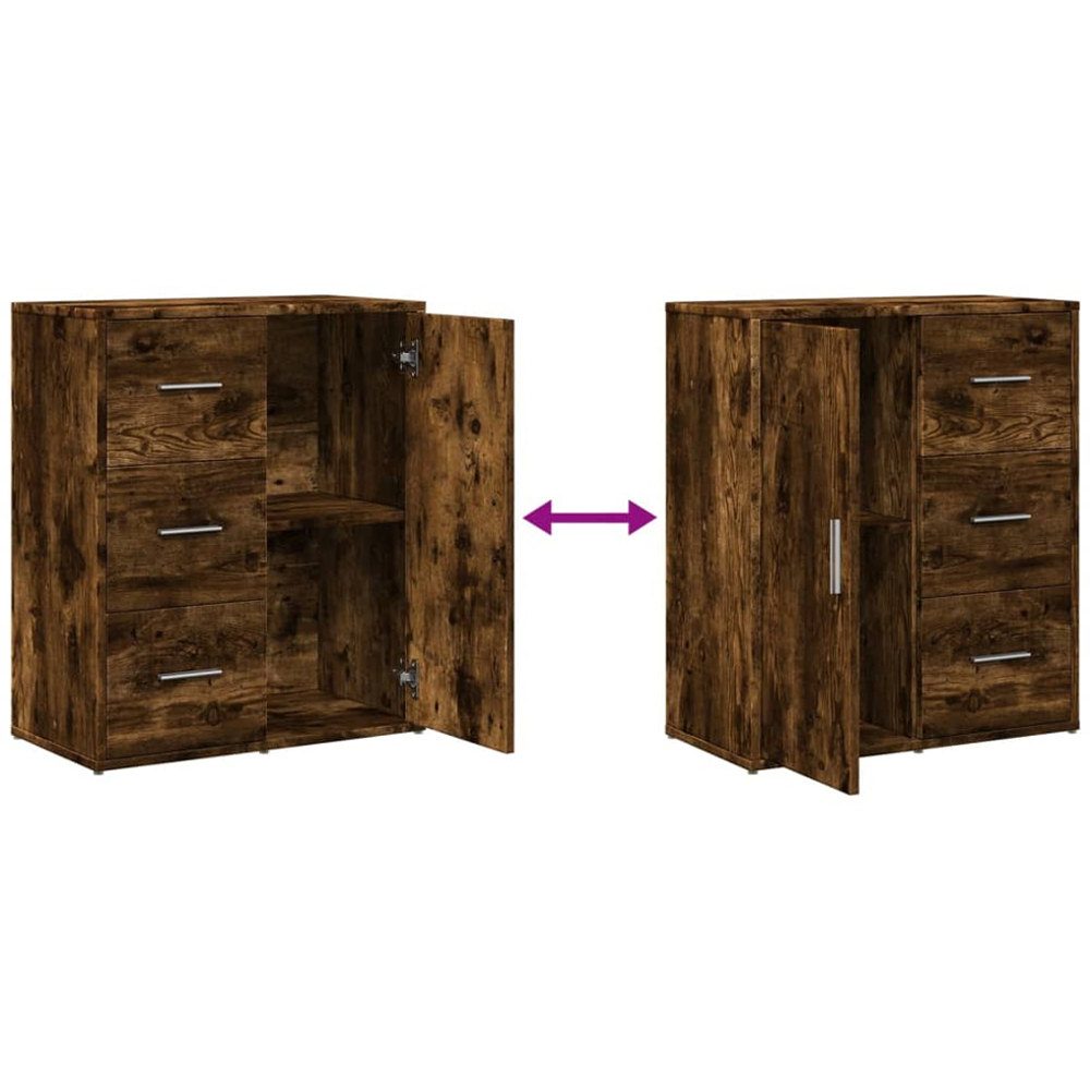 vidaXL 2 Door 6 Drawer Smoked Oak Sideboard Image 8