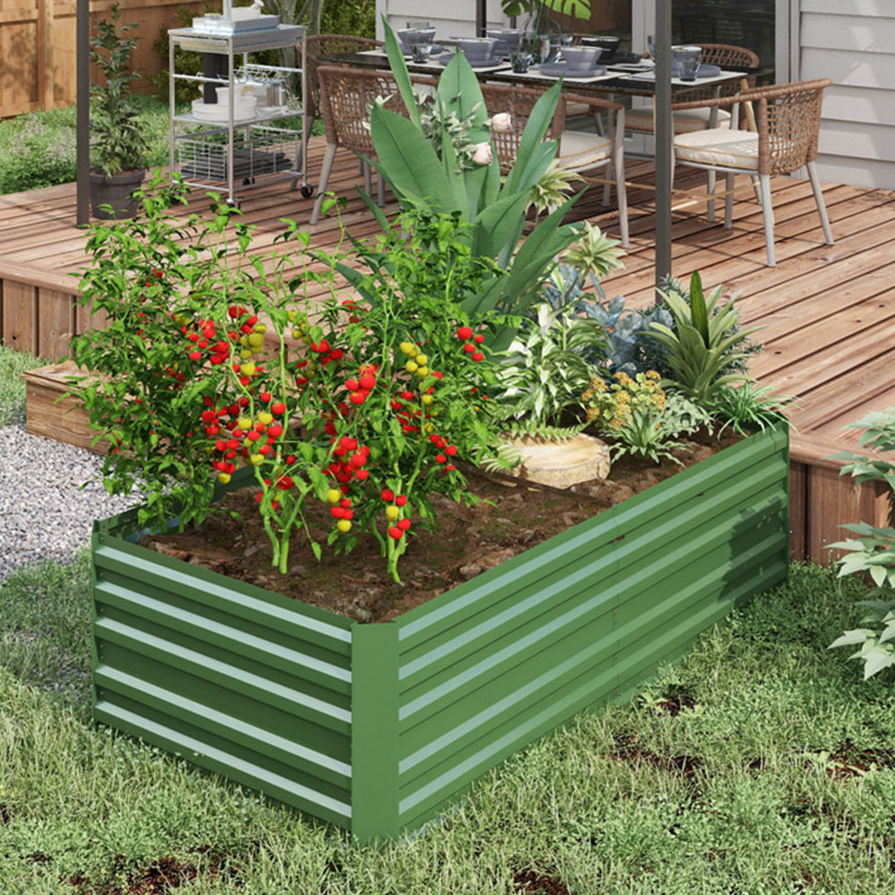 Outsunny Green Galvanised Steel Outdoor Raised Garden Bed with Reinforced Rods Image 2