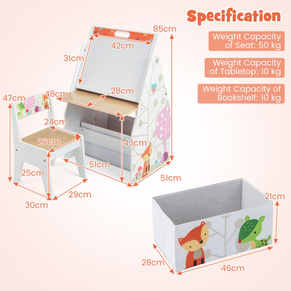 Costway White Double Sided Kids Art Easel and Play Station Image 9
