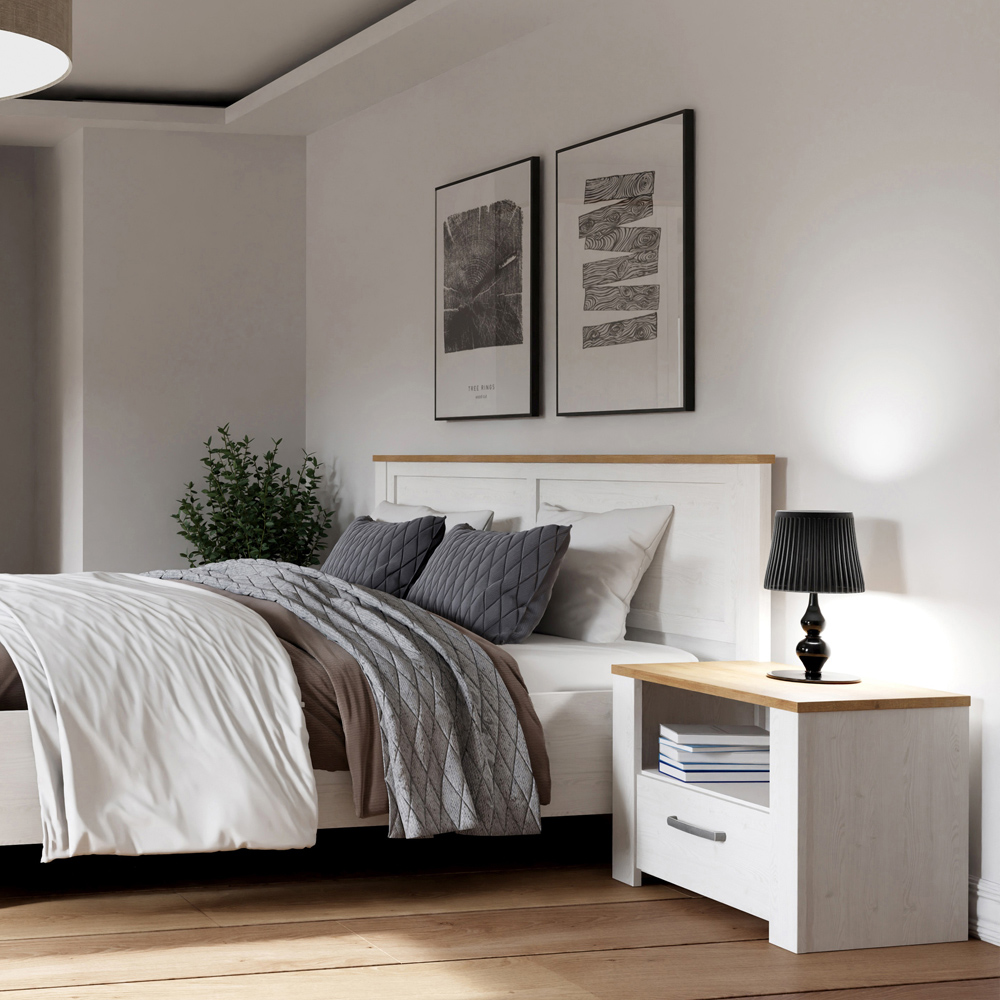 Florence Bohol White and Riviera Oak Bedside Table Image 6