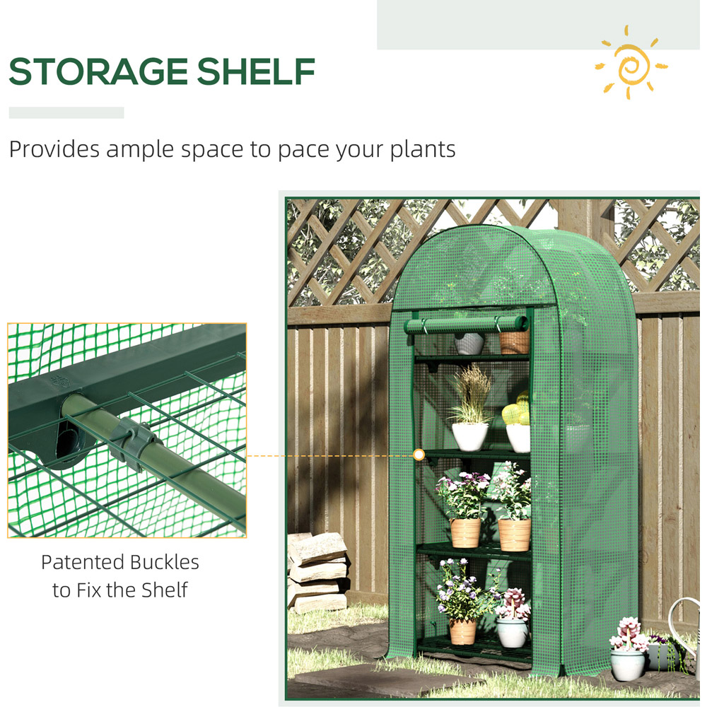 Outsunny Green 1.6 x 2.6ft 4-Tier Mini Greenhouse Image 6