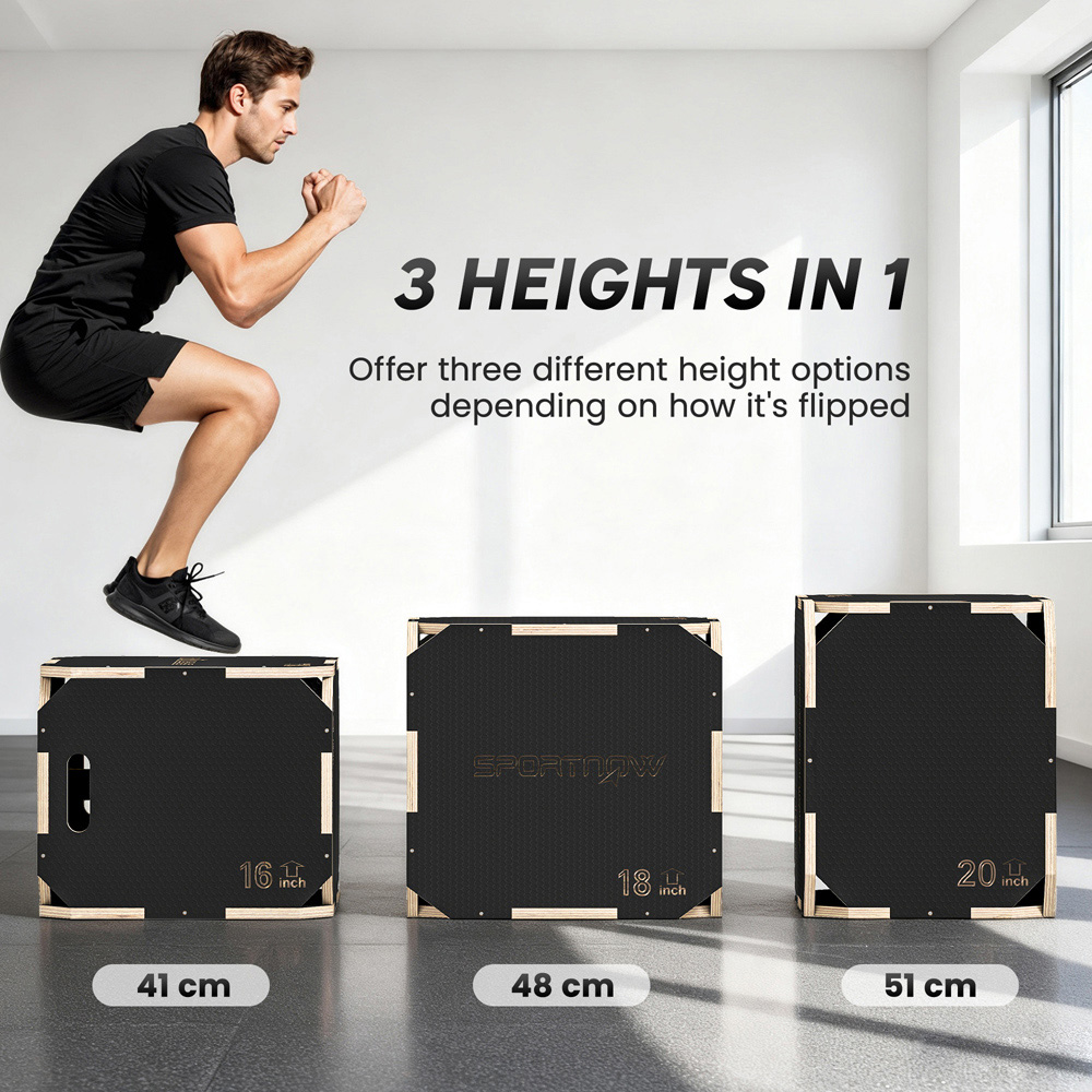 SPORTNOW Non-Slip Corner-free Wooden Plyo Box 41 x 51 x 48cm Image 9