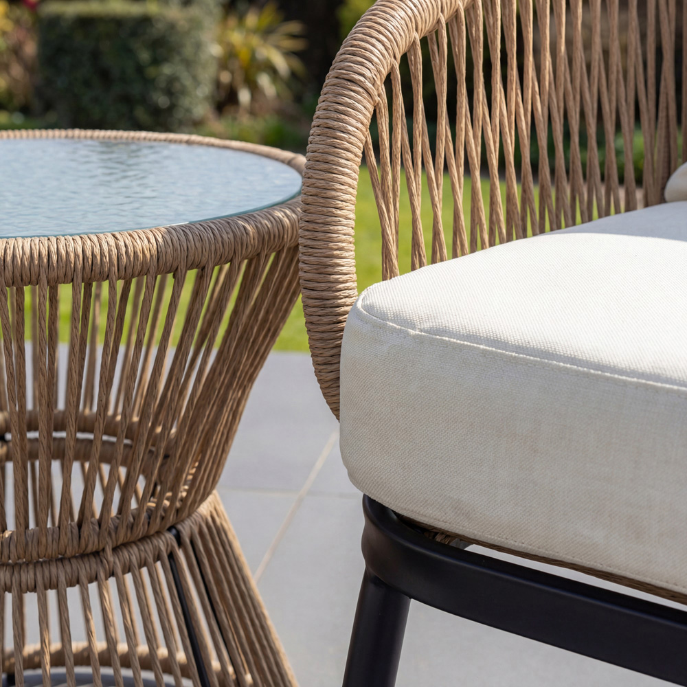 Artemis Home Florent 2 Seater Brown and Cream PE Rattan Bistro Set Image 2