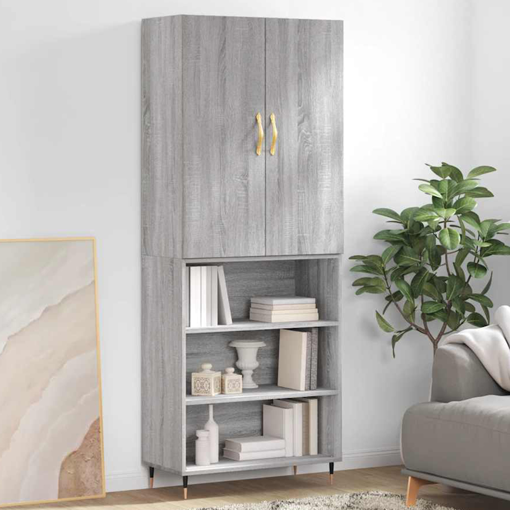 vidaXL 2 Door 3 Shelf Grey Sonoma Highboard Image 1