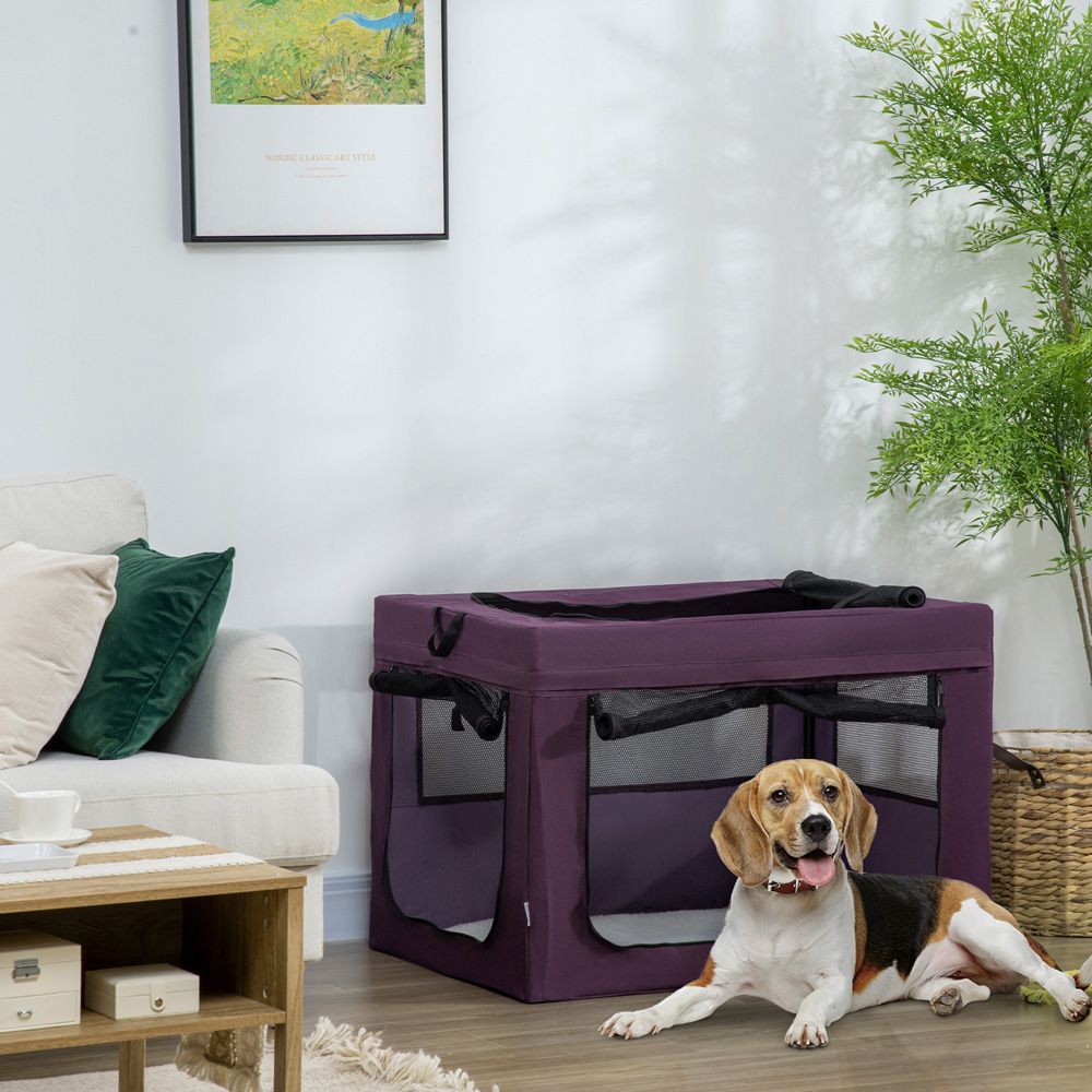 PawHut Purple Soft Side Large Dog Pet Carrier with Cushion Image 2