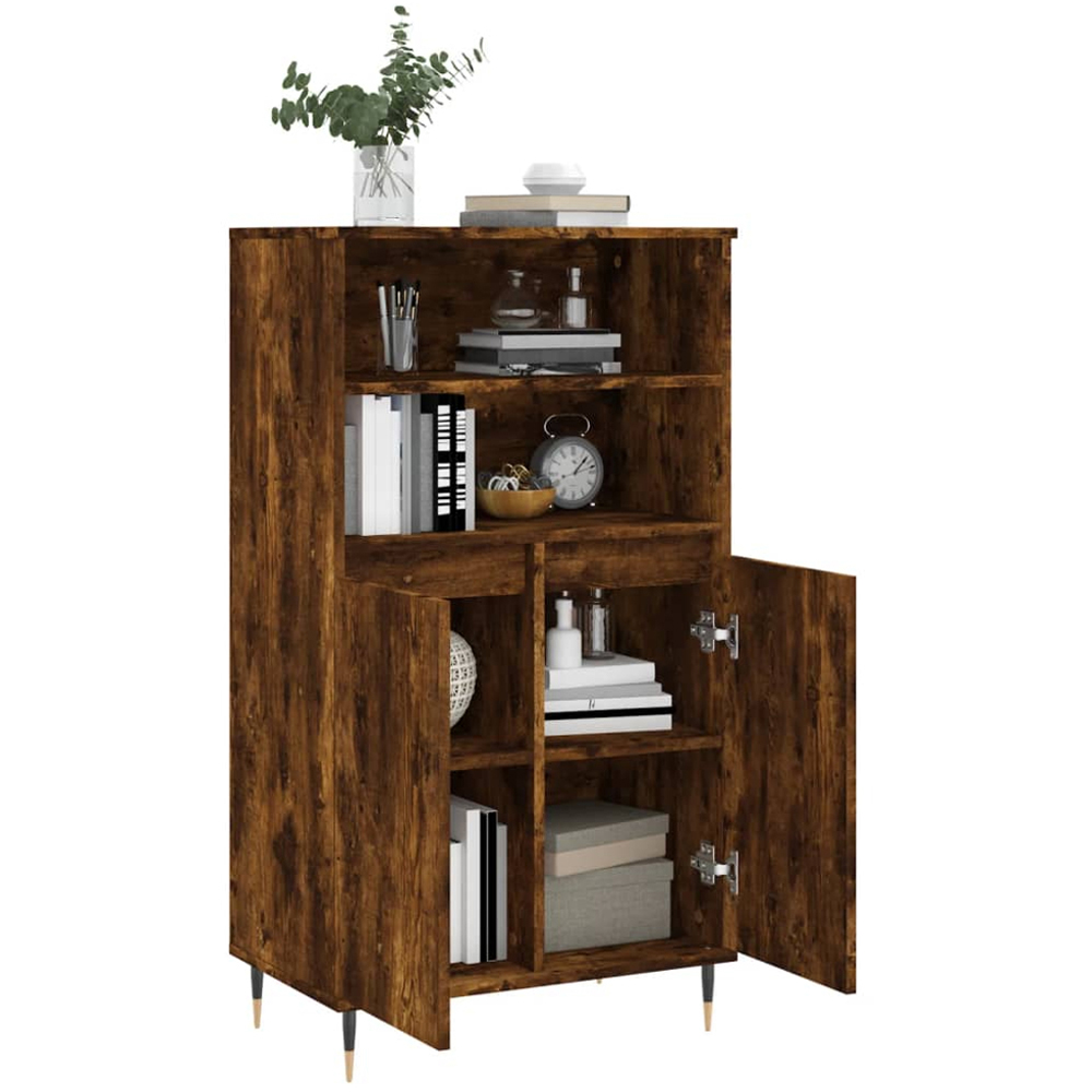 vidaXL 2 Door 2 Shelf Smoked Oak Highboard Image 4