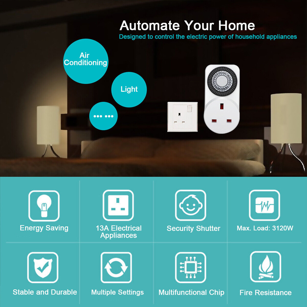 ExtraStar White 24 Hour Plug In Mechanical Timer Image 4