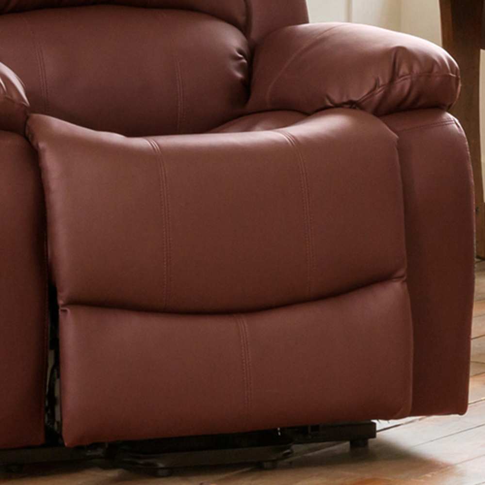 Glendale Single Seater Burgundy Bonded Leather Manual Recliner Sofa Image 3