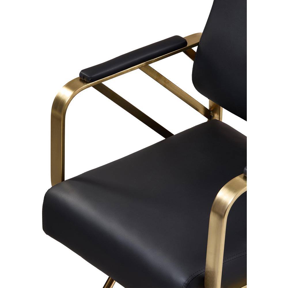 Living and Home Black and Gold Luxury Barber Chair with Fishtail Footrest Image 6