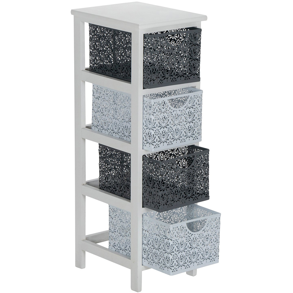 Lacey 4 Drawer Grey and White Storage Tower Image 3