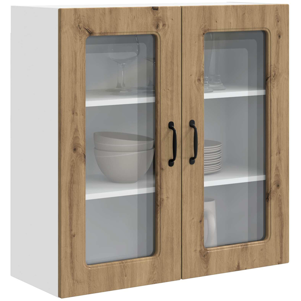 vidaXL 2 Glass Door Artisan Oak Kitchen Wall Cabinet Image 3