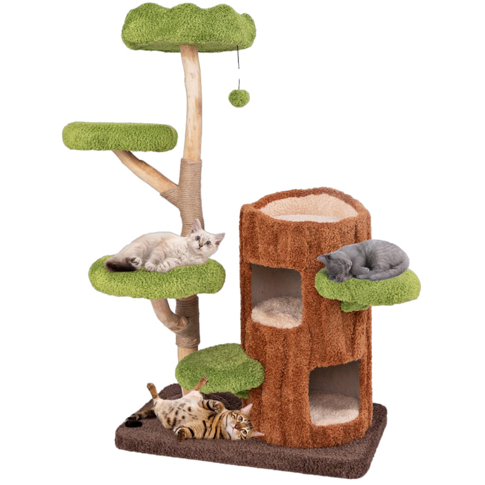 Costway Brown Multi Level Cat Tree Tower Image 1