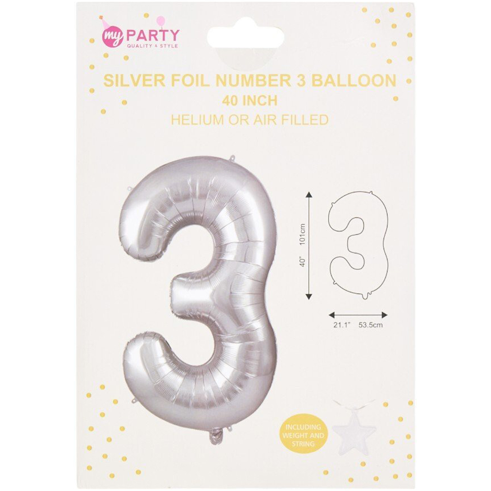 Silver Foil Number BalloonSilver3 Image