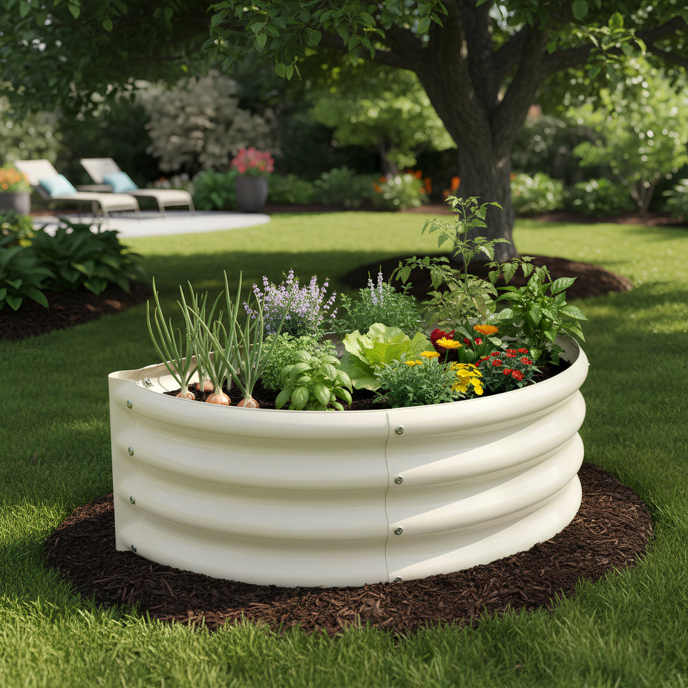 Harbour Housewares Ivory Semicircle Galvanised Steel Raised Garden Bed 60 x 30cm Image 4