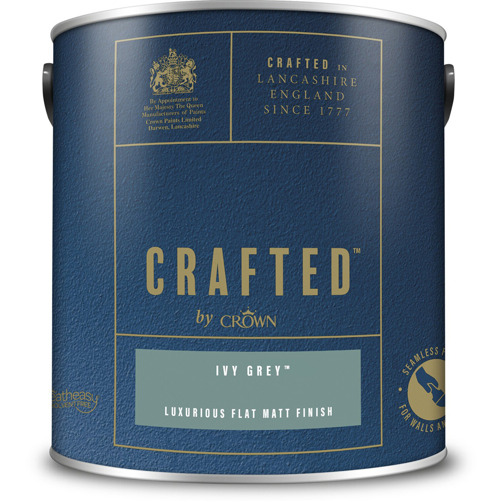 Crown Crafted Walls & Wood Ivy Grey Luxurious Flat Matt Paint 2.5L Image 2