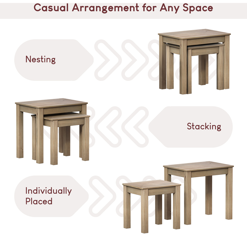 Vida Designs Panama Pine Nest of Tables Set of 2 Image 6