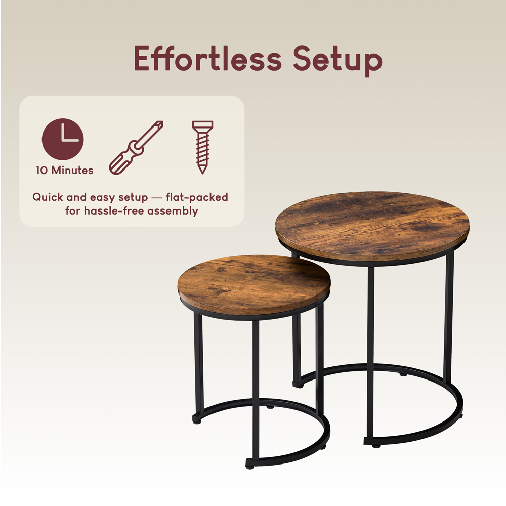 VIDA DESIGNS Brooklyn Dark Wood Nest of Tables Set of 2 Image 8
