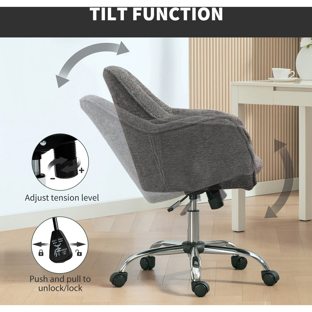 Portland Grey Snow Flannel Height Adjustable Swivel Tub Chair Image 6