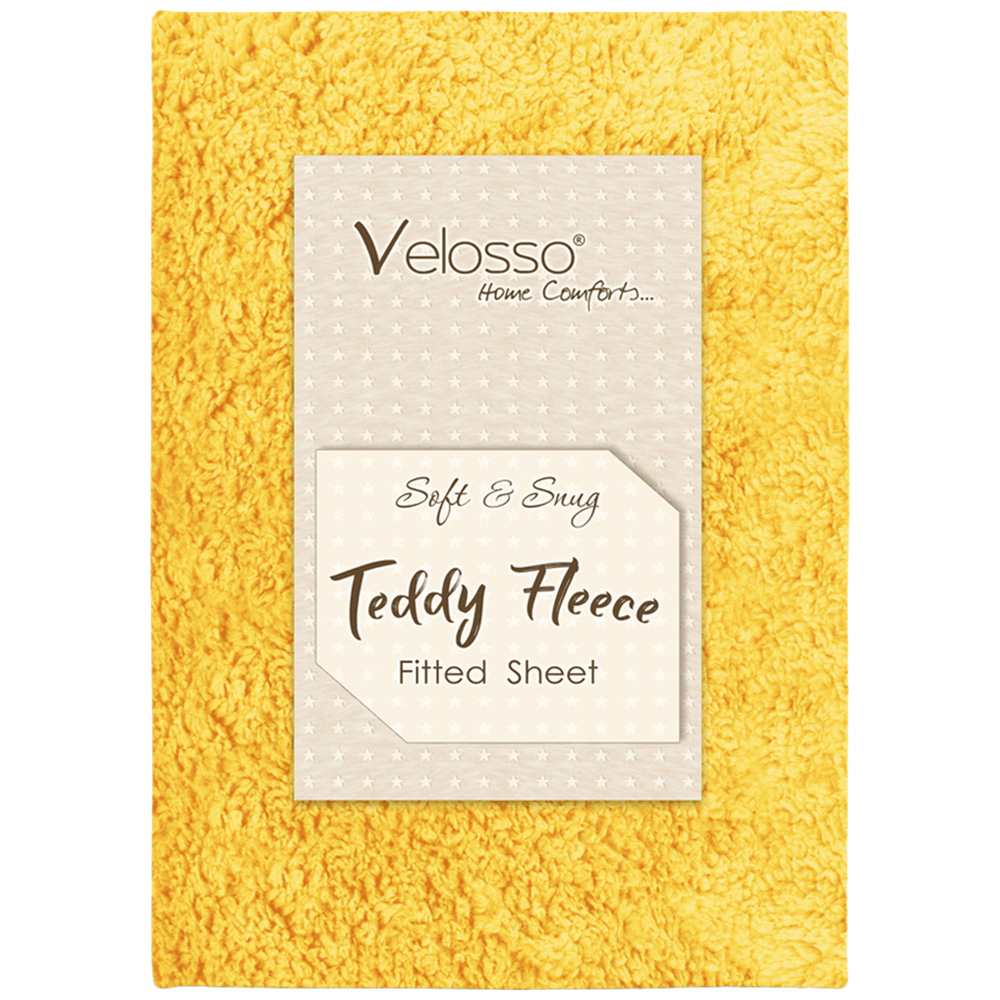Velosso King Size Ochre Teddy Fleece Fitted Sheet Image 1