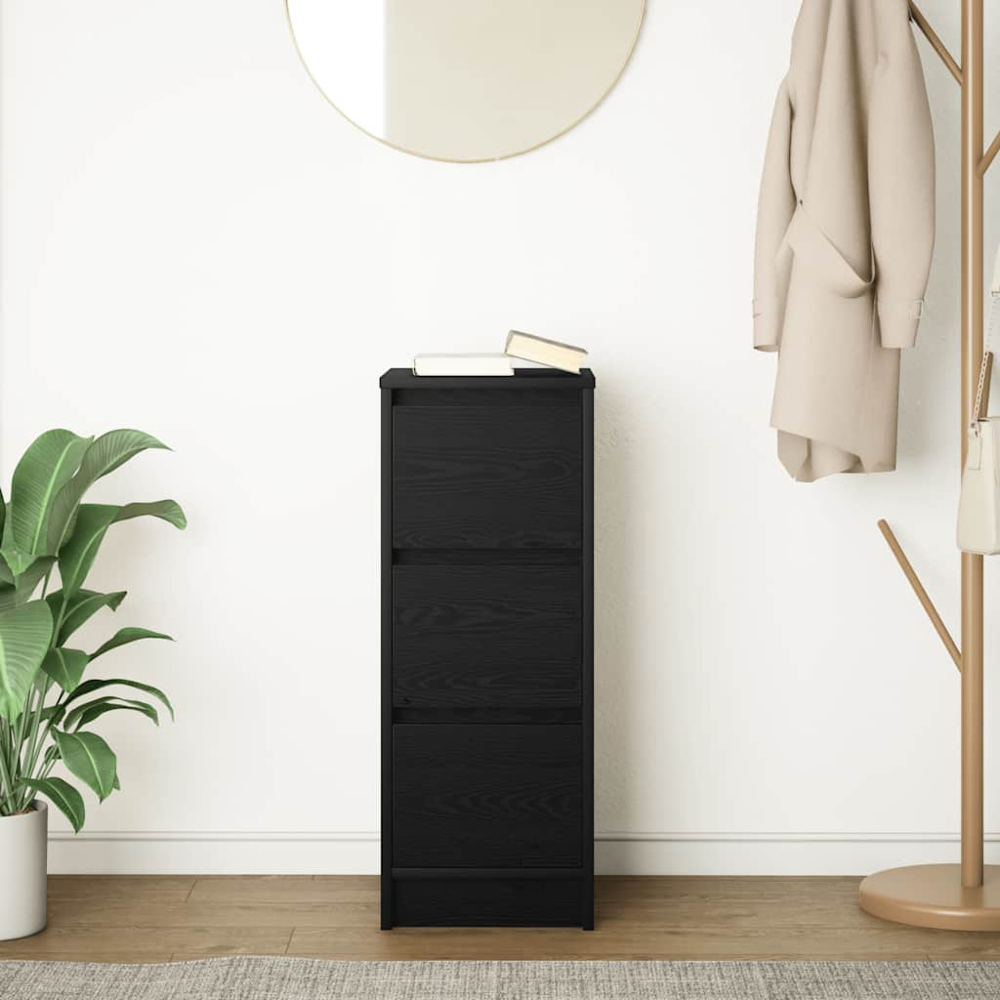 vidaXL 3 Drawer Black Oak Wooden Sideboard Image 9