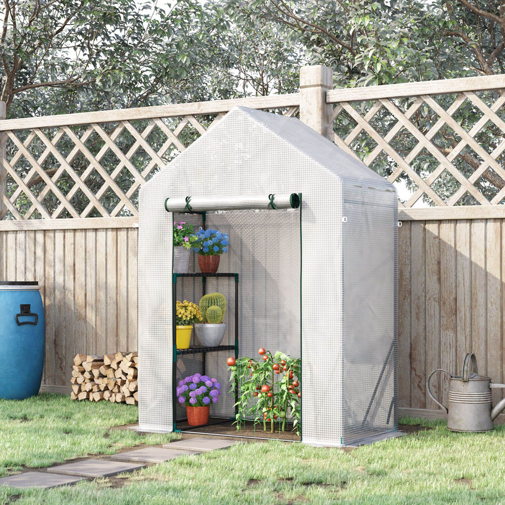 Outsunny White 4.7 x 2.4ft Portable Greenhouse Image 2
