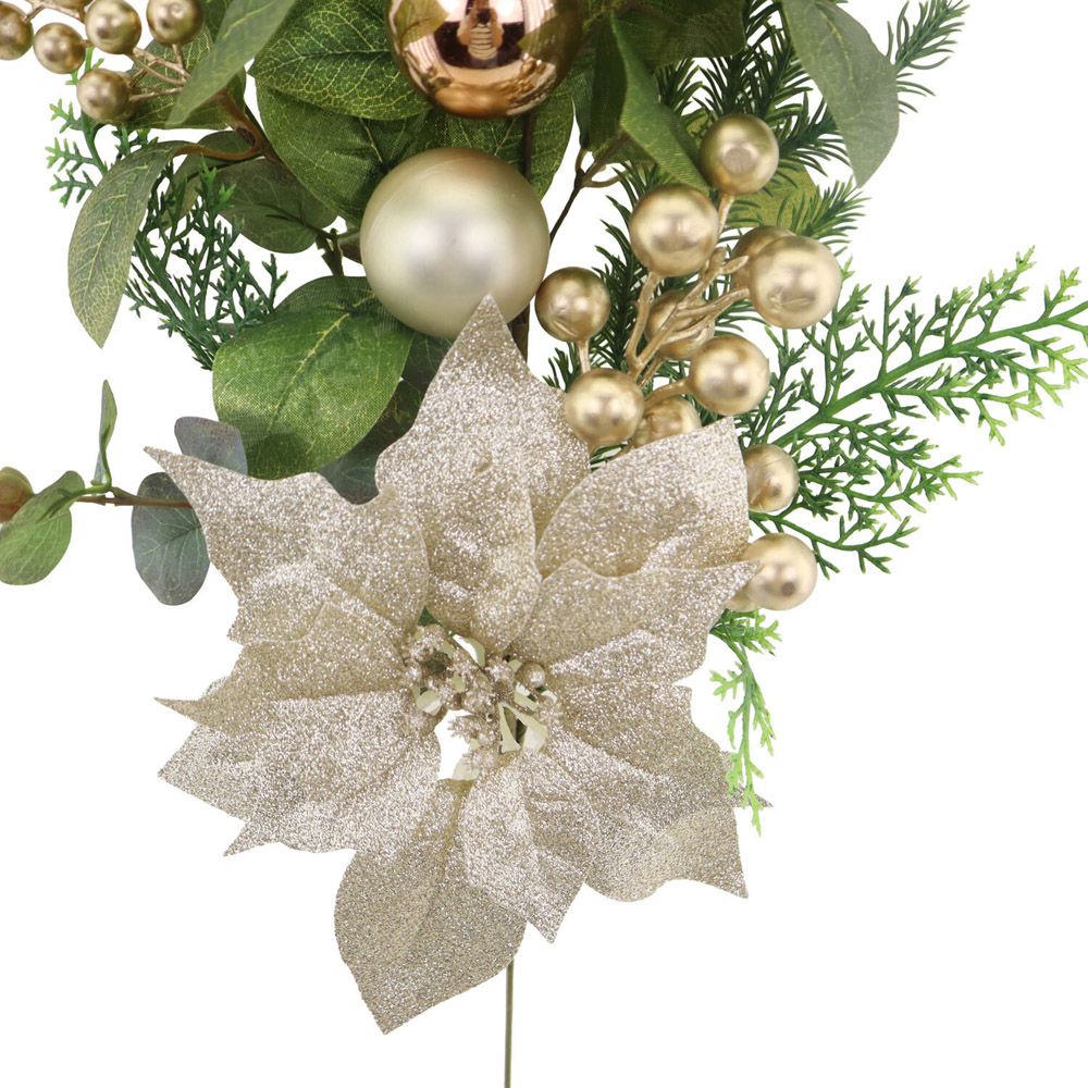 Gold Poinsettia Bauble Spray Image 3
