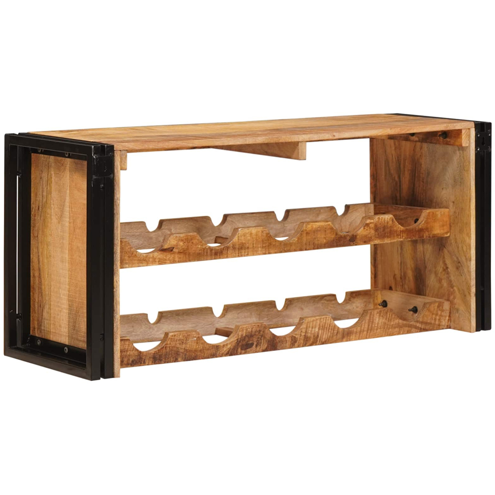 vidaXL 10 Bottle Brown Solid Rough Mango Wood Wall Mounted Wine Rack Image 4