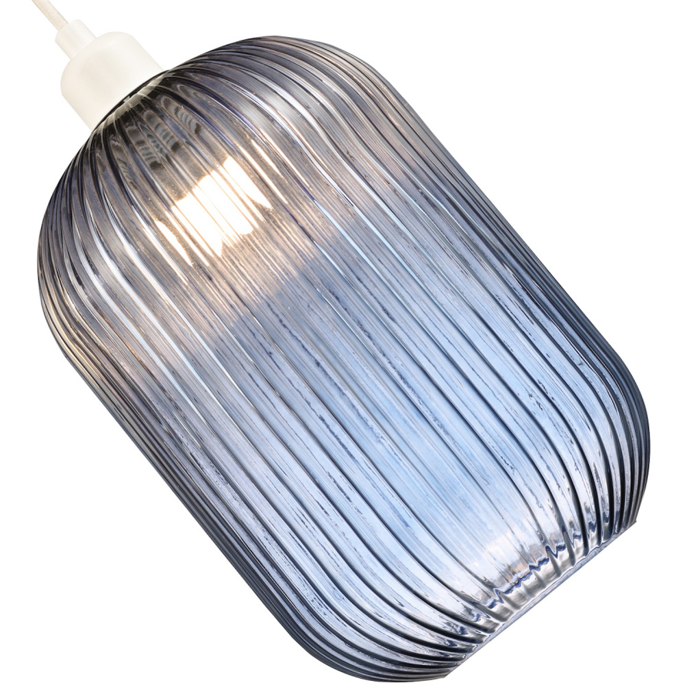 Happy Homewares Chic Navy Midnight Blue Line Ribbed Glass Pendant Shade Image 3
