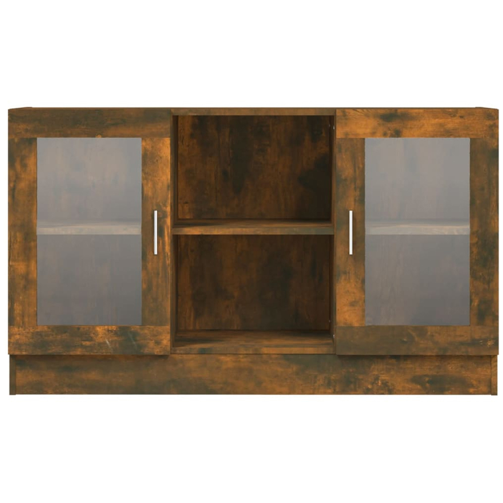 vidaXL Vitrine 2 Glass Door 6 Shelf Smoked Oak Floor Cabinet Image 4