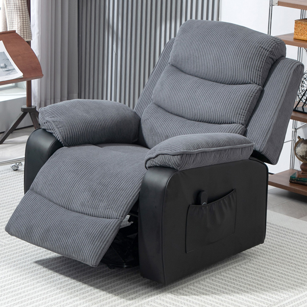 HOMCOM Dark Grey Patchwork Design Electric Power Lift Elderly Recliner Armchair Image 1