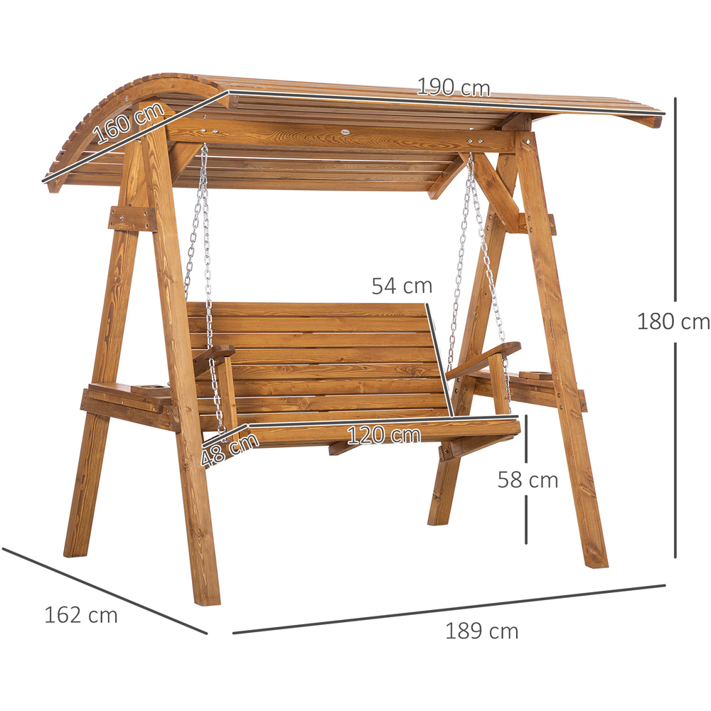 Outsunny 2 Seater Wooden Swing Chair with Canopy Image 9
