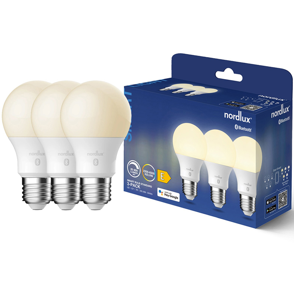 Nordlux Smart A60 3 Pack E27 900 Lumen White Light Bulb Image 3
